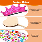 Hoedia 24+37Pcs Foam Crowns Set, Princess Tiaras and Foam DIY Crowns for Kids to Decorate for Birthday Party Crowns Favors with 24 Foam Crowns, 24 Wooden Wands, 12 Rhinestone Stickers,1 Silk Ribbon Hoedia