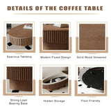 FGXJY Oval Coffee Table with Storage, Modern Walnut Coffee Table with Solid Wood Veneered, Fluted Center Table Wood Drum Tea Table for Living Room Apartment, 47.2''L×23.6''W×14.2''H FGXJY