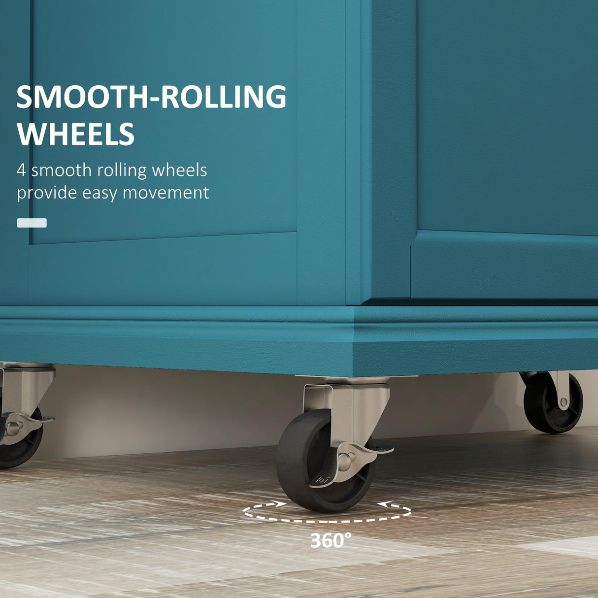 HOMCOM Kitchen Island on Wheels, Rolling Kitchen Cart with Stainless Steel Countertop, Drawer, Towel Rack and Spice Rack, Utility Storage Trolley, Blue HOMCOM