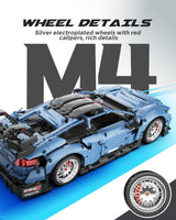MOCBURIKU Remote Control Car Building Kit, 1/10 Scale M4 Supercar with Lights Motors Rechargeable Battery, Compatible with Technic Cars for Adults, STEM Gift for Boys Age 6 8 10 12 14+(2280 Pcs) MOCBURIKU