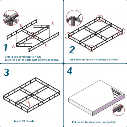 EZBeds King 9 Inch Metal Box Spring, Mattress Foundation with Fabric Cover, Easy Assembly, Noise Free, Non Slip