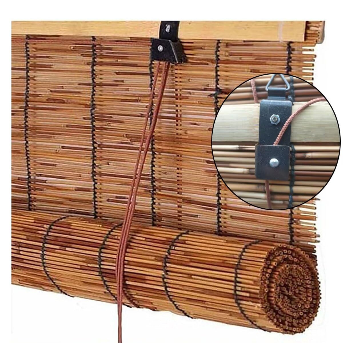 Reed Roller Blinds, Bamboo Shades - UV Resistant Outdoor Window Cover for Patio Sun Protection, Easy Install Indoor/Outdoor Reed Blinds BAYUE