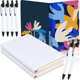 Honoson 9 Pcs Sublimation Journal Pen Set Include 3pcs A5 200 Pages Sublimation Journal 8.3''x 5.7'' White Journal 6 Pcs Sublimation Pens Stationery Supplies for Church Office Travel Supplies Honoson