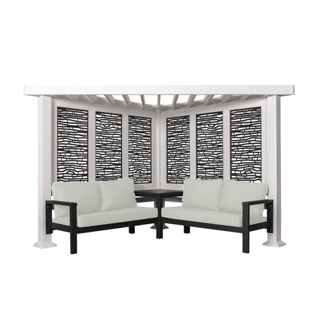 Backyard Discovery Ridgedale Modern Steel Cabana Pergola with Conversation Seating in Pumice Backyard Discovery