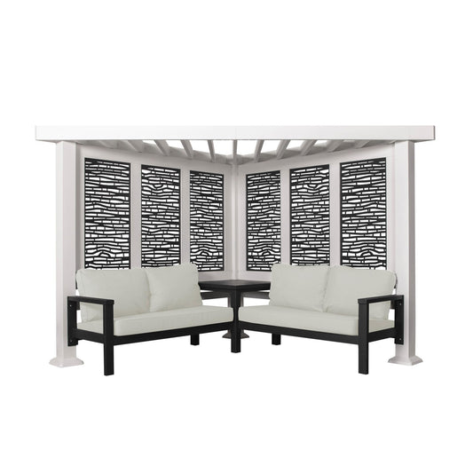 Backyard Discovery Ridgedale Modern Steel Cabana Pergola with Conversation Seating in Pumice