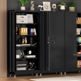 Bonusall 73" H Metal Storage Lockers with Wheels,Rolling Garage Cabinet with Locking Doors and 4 Adjustable Shelves,Metal Locker Organizer Cabinet for Garage,Office,Kitchen,Basement(Black) Bonusall