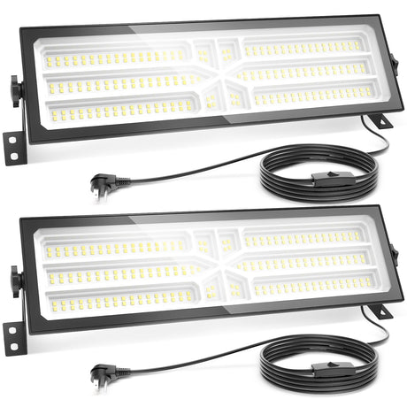 AGranTOP 2 Pack Linkable LED Shop Light - 100W 15000LM Aluminum Plug in Garage Light w/ 9.84ft Power Cord and On/Off Switch, 6500K Shop Lights for Garage, Workshop, Warehouse AGranTOP