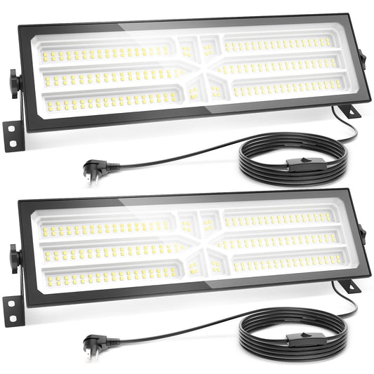 AGranTOP 2 Pack Linkable LED Shop Light - 100W 15000LM Aluminum Plug in Garage Light w/ 9.84ft Power Cord and On/Off Switch, 6500K Shop Lights for Garage, Workshop, Warehouse - WoodArtSupply