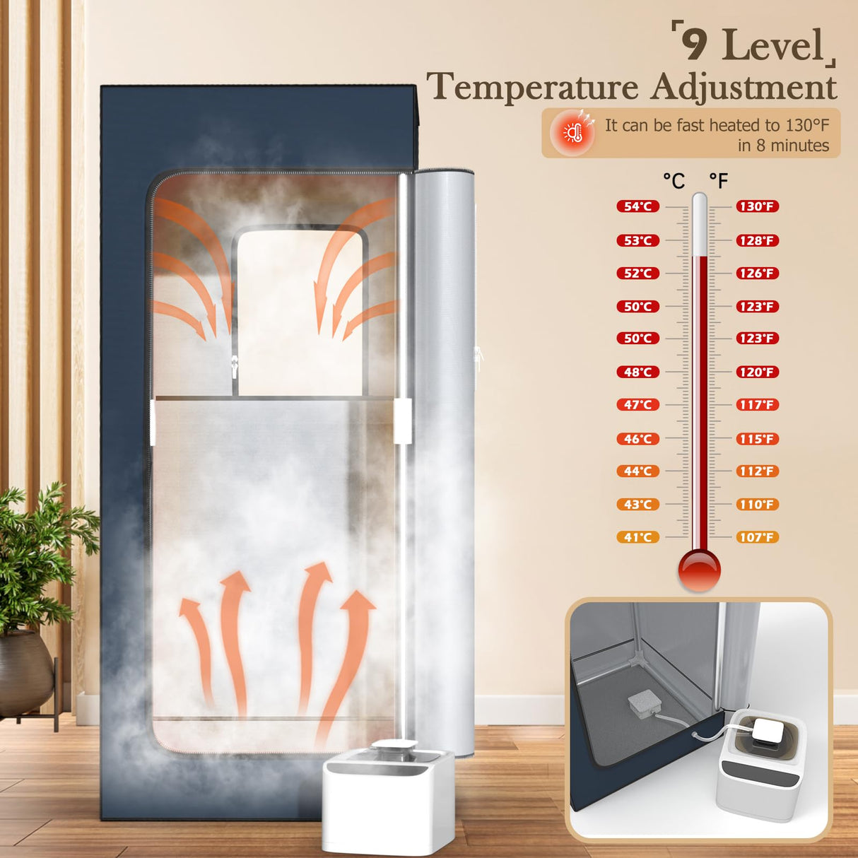 Portable Home Steam Sauna Box, Full Size Personal Sauna Tent for Home Spa, Indoor Sauna Relaxation Kit with 2.6L & 1000 Watt Steam Generator, Remote Control, Foldable Chair, Foot Rest, Mat TATDOL