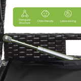 Tangkula 34 Gallon Outdoor Storage Bench with Seat Cushion, Patio Mix Brown Wicker Deck Box with Waterproof Liner and Side Handles, Outdoor Storage Bench for Cushions, Garden Tools, Pool Accessories Tangkula