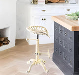 Diwhy Rustic Industrial Farmhouse Tractor Seat Adjustable Height 21.65-27.56in Bar Stool Industrial Bar Chair (Aged White, Cast Iron) Diwhy