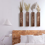 BOTOP Wood Wall Planter Indoor Wall Decor for Living Room Bedroom, 4 Pack Pocket Vases for Dried Flowers Faux Greenery Plants BOTOP