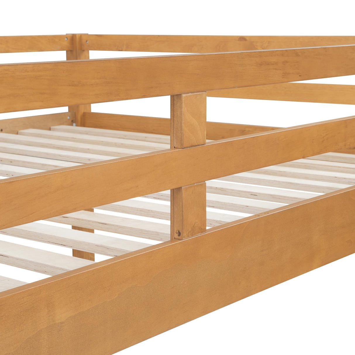 Harper & Bright Designs Queen Over Queen Bunk Bed with Guardrails, Wood Bunk Beds with Ladder, Bunk Bed Frame for Kids, Adults, Teens, Space-Saving, Solid Wood Structure, Natural Harper & Bright Designs