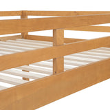 Harper & Bright Designs Queen Over Queen Bunk Bed with Guardrails, Wood Bunk Beds with Ladder, Bunk Bed Frame for Kids, Adults, Teens, Space-Saving, Solid Wood Structure, Natural Harper & Bright Designs