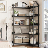 GAOMON 5 Tier Arched Corner Bookshelf, L Shaped Tall Large Bookcase with Shelves, Wood and Metal Bookshelves Storage Organizer, Industrial Display Standing Shelf Unit for Bedroom, Living Room, Black GAOMON