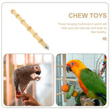 LOGOFUN Parrot Wooden Chewing Toys Bamboo Standing Stick Bird Perch Stick Toy (30cm) LOGOFUN
