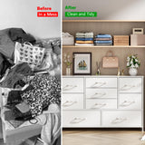 Furnulem White Dresser with 9 Large Drawers for 55'' Long TV Stand Entertainment Center, Wide Wood Shelf Storage for Bedroom,Living Room,Closet,Entryway,Sturdy Metal Frame Furnulem