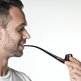 Joyoldelf Ebony Tobacco Pipe Set - Handmade Smoking Pipe with Replaceable Stem, Wood Pipe with Pipe Stand, 9mm Filter and Smoking Accessories, Pipe Starter Kit with Gift Box for Beginner Joyoldelf