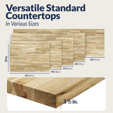 72 x 25 x 1.5 Acacia Butcher Block Countertop, Unfinished Solid Wood Butcher Block Table Top for DIY Island/Kitchen/Workbench Howizz