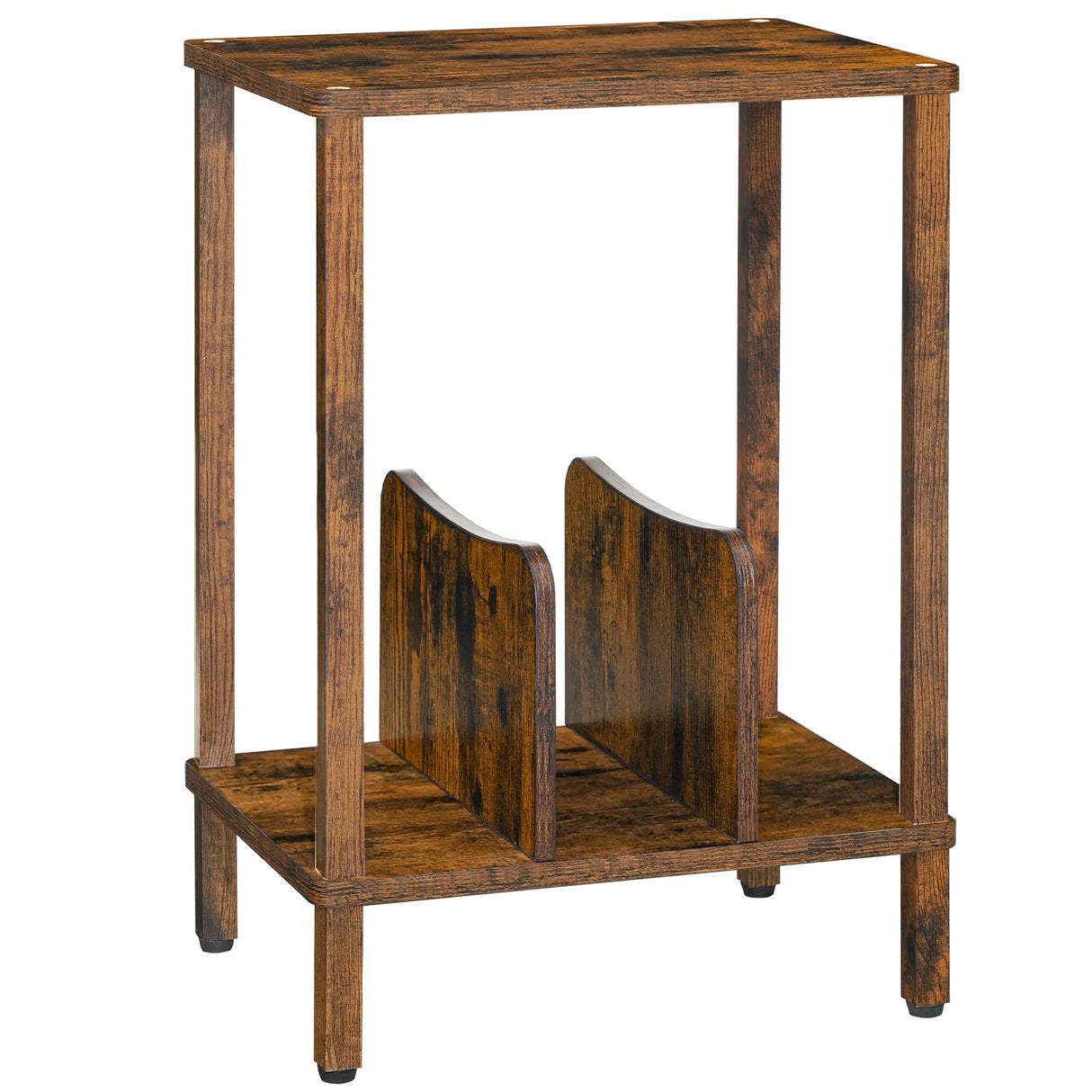 HOOBRO Record Player Stand, 2-Tier End Table, Vinyl Record Turntable Stand with Storage up to 100 Albums, Small Side Table for Living Room, Bedroom, Rustic Brown, FG05RS01 HOOBRO