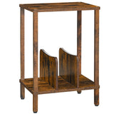 HOOBRO Record Player Stand, 2-Tier End Table, Vinyl Record Turntable Stand with Storage up to 100 Albums, Small Side Table for Living Room, Bedroom, Rustic Brown, FG05RS01 HOOBRO