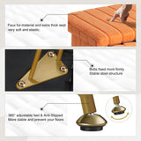Greenstell Vanity Stool Chair Faux Fur with Storage, 15.7"L x 11.8"W x 19.4"H Soft Ottoman 4 Metal Legs with Anti-Slip Feet, Furry Padded Seat, Modern Multifunctional Chairs for Makeup, Bedroom,Orange GREENSTELL