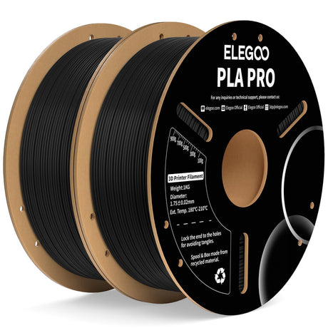 ELEGOO PLA PRO Filament 1.75mm Black 2KG, Improved Rigidity Easy to Print 3D Printer Filament Dimensional Accuracy +/- 0.02mm, 2pcs 1kg Spool (2.2lbs) for Most FDM 3D Printers ELEGOO