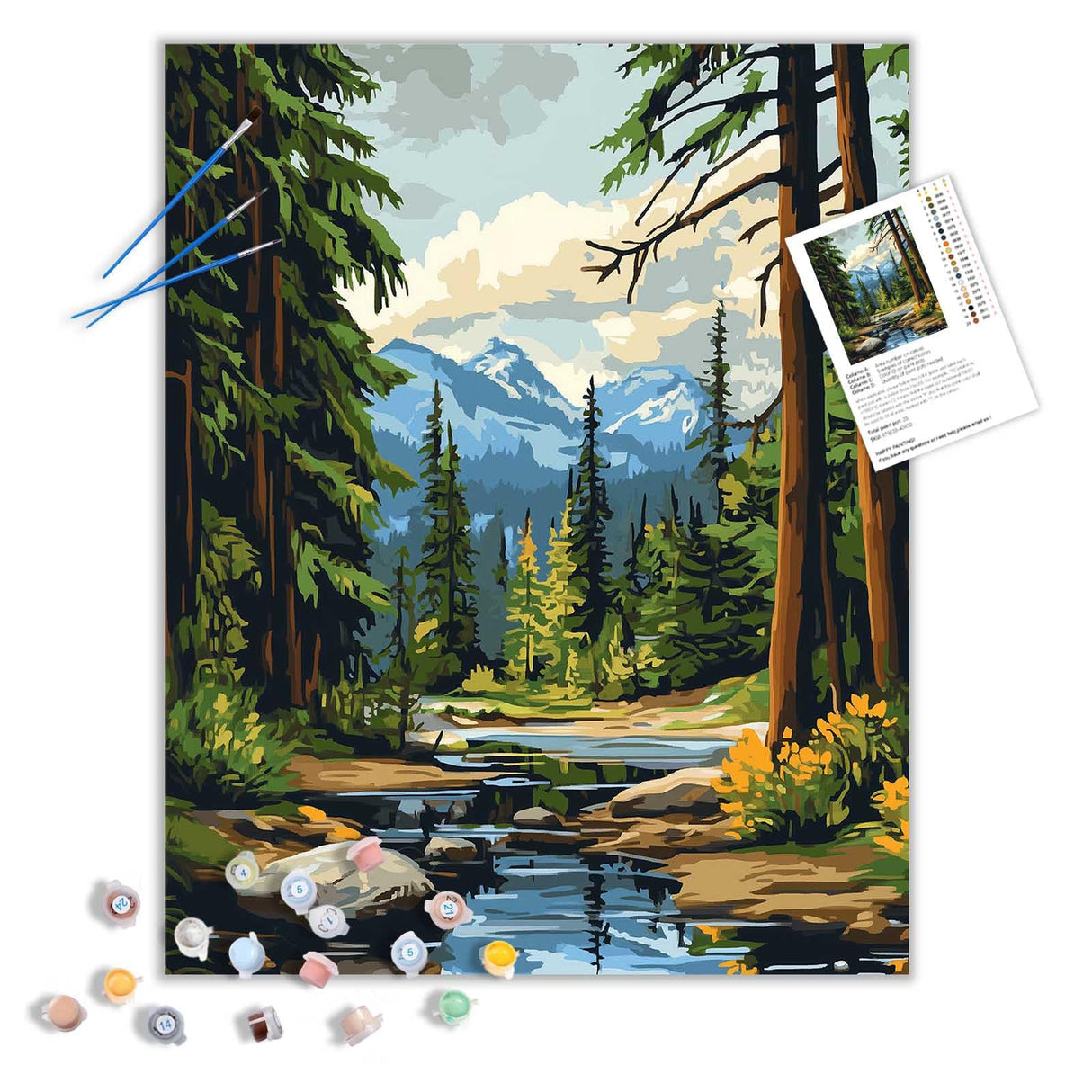 National Park Landscape Paint by Numbers, Olympic Forest Fir Scenery Paint by Number Kits for Adult, Mountains River Acrylic Painting on Canvas for Gift Home Wall Decor(16×20inches, No Frame) ARNLRDYA