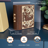 UGEARS Book of Secrets Puzzle Box - 3D Wooden Puzzles for Adults, Fun Wood Steampunk Combination-Lock - DIY Building Mechanical Model Kit for Fathers Day and Hobby Enthusiasts - 263 Pcs UGEARS