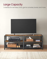 VASAGLE TV Stand, TV Console for TVs Up to 65 Inches, TV Table, 55.1 Inches Width, TV Cabinet with Storage Shelves, Steel Frame, for Living Room, Bedroom, Rustic Brown and Black ULTV094B01 VASAGLE