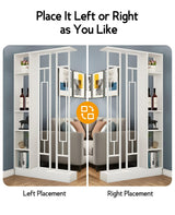 Kavie Wall Room Divider Bookshelf, Modern Wood Bookcase with Translucent Screens Storage Cabinet for Stylish Home Office Decor Display (White,31.5" L x 9.5" W x 79.5" H) Kavie