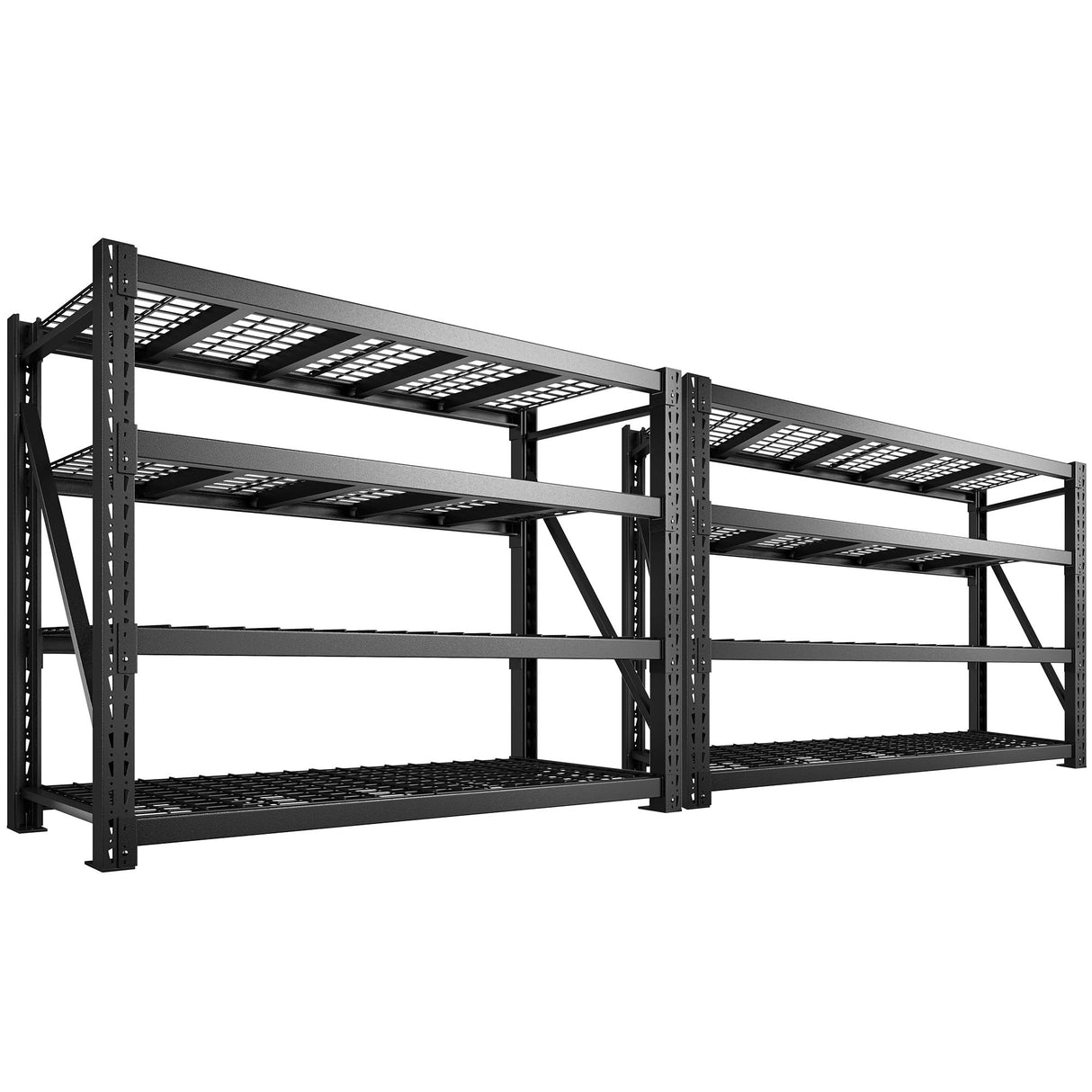 Bepatio 9400LBS Garage Shelving 67.6W Storage Shelves Adjustable Metal Shelving 4 Tier Garage Storage Shelves Utility Shelf for Warehouse Basement Shop, Black 67.6''Wx23.7''Dx72''H, 2PCS Bepatio