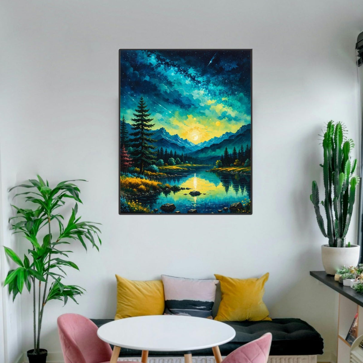 Forest Paint By Numbers Kit For Adults Mountain Tree Paint By Number Kits For Beginner Moon Acrylic On Canvas Diy Oil Painting Kit Adults' Paint-By-Number Kits For Gift Home Wall Decor 16x20 Inch ldazao