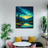 Forest Paint By Numbers Kit For Adults Mountain Tree Paint By Number Kits For Beginner Moon Acrylic On Canvas Diy Oil Painting Kit Adults' Paint-By-Number Kits For Gift Home Wall Decor 16x20 Inch ldazao