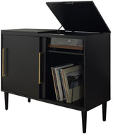 Crosley Furniture Everett Media Console and Record Player Stand with Storage for Vinyl Records, Matte Black Crosley Furniture