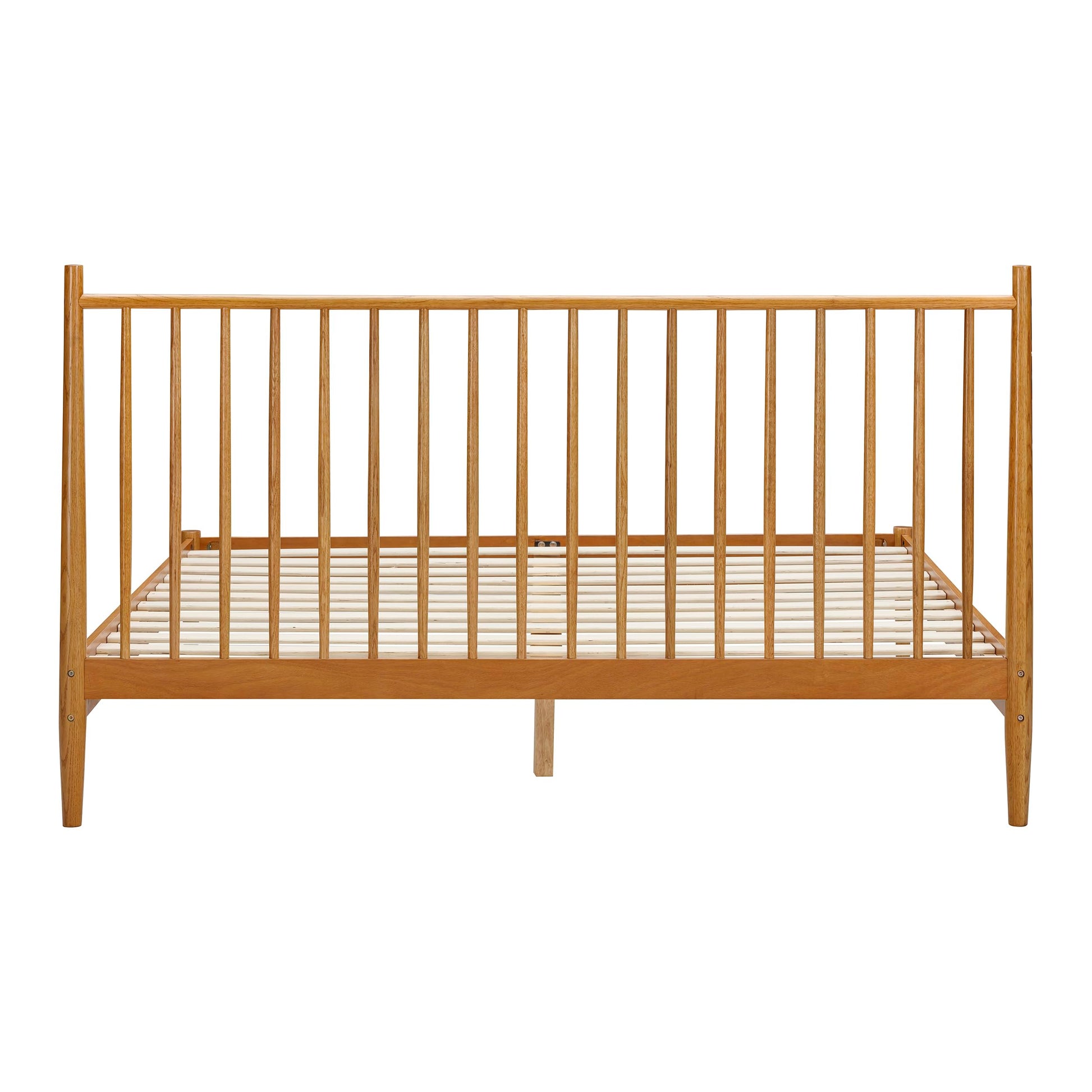 NTC Inno Rustic Oak Wooden Bed Frame with Headboard - Solid Construction, Silent Slats, Effortless Assembly, Queen Size - WoodArtSupply