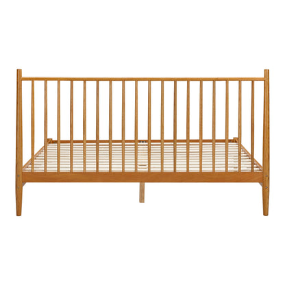 NTC Inno Rustic Oak Wooden Bed Frame with Headboard - Solid Construction, Silent Slats, Effortless Assembly, Queen Size - WoodArtSupply