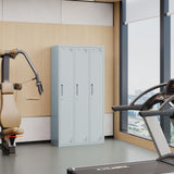 Anxxsu Metal Locker with 3 Doors Employees Locker, Metal Storage Locker with Hooks, 71" Storage Cabinet Lockers for Employees, Home, Office, Gym Requires Assembly (Grey) Anxxsu