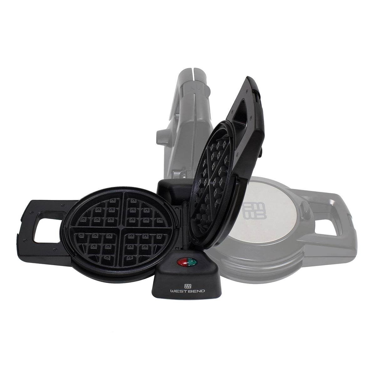 West Bend Belgian Waffle Maker, Makes 7-Inch Waffles, 180-Degree Flip with PTFE-Free Non-Stick Plates, Vertical Storage and Non-Skid Rubber Feet, 1000-Watts, Black West Bend
