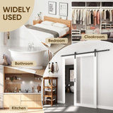 BARNSMITH 36in x 84in Glass Barn Door with 6.6FT Sliding Door Hardware Kit Included, 1 Lites Panel Frosted Glass Barn Door, Solid Wood Water-Proof PVC Surface,No Assembly Required,White BARNSMITH