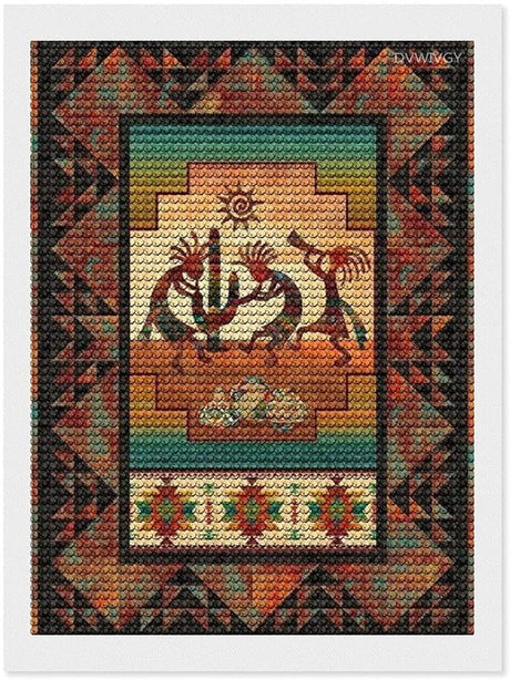 DVWIVGY 5D Diamond Painting Kits Native American Diamond Art for Adults Kids, Full Round Drill Paint by Numbers Arts Pictures for Home Wall Decor Gifts 12 x 16 inch DVWIVGY