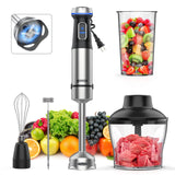 Ganiza Immersion Blender 5 in 1 Hand Blender Max 1000W Heavy Duty Motor, 16 Speed Mode Handheld Blender Stainless Steel Blade With 800ml Mixing Beaker, 600ml Chopper, Whisk and Milk Frother Ganiza