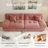 Cloud Modular Sectional Sofa,105" Scrub Velvet Minimalist Sofa Couch for Living Room, Modern LoveSofa with 2 Pillows 3 Seater for Apartment Office Studio, Deep Seat Couches,Pink WJShome