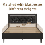 BarnFurin Queen Bed Frame with Tufted Button Headboard, Upholstered Platform Bed Frame with Diamond Design, Strong Wood Slat Support, No Box Spring Needed, Easy Assembly, Black BarnFurin