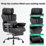 Gzagdecr Big and Tall Office Chair 400lbs,PU Leather High Back Gaming Chair with Foot Rest, Reclining Chair Executive Ergonomic Office Chair Lumbar Support Computer Chair Adjustable Armrests (Black) Gzagdecr