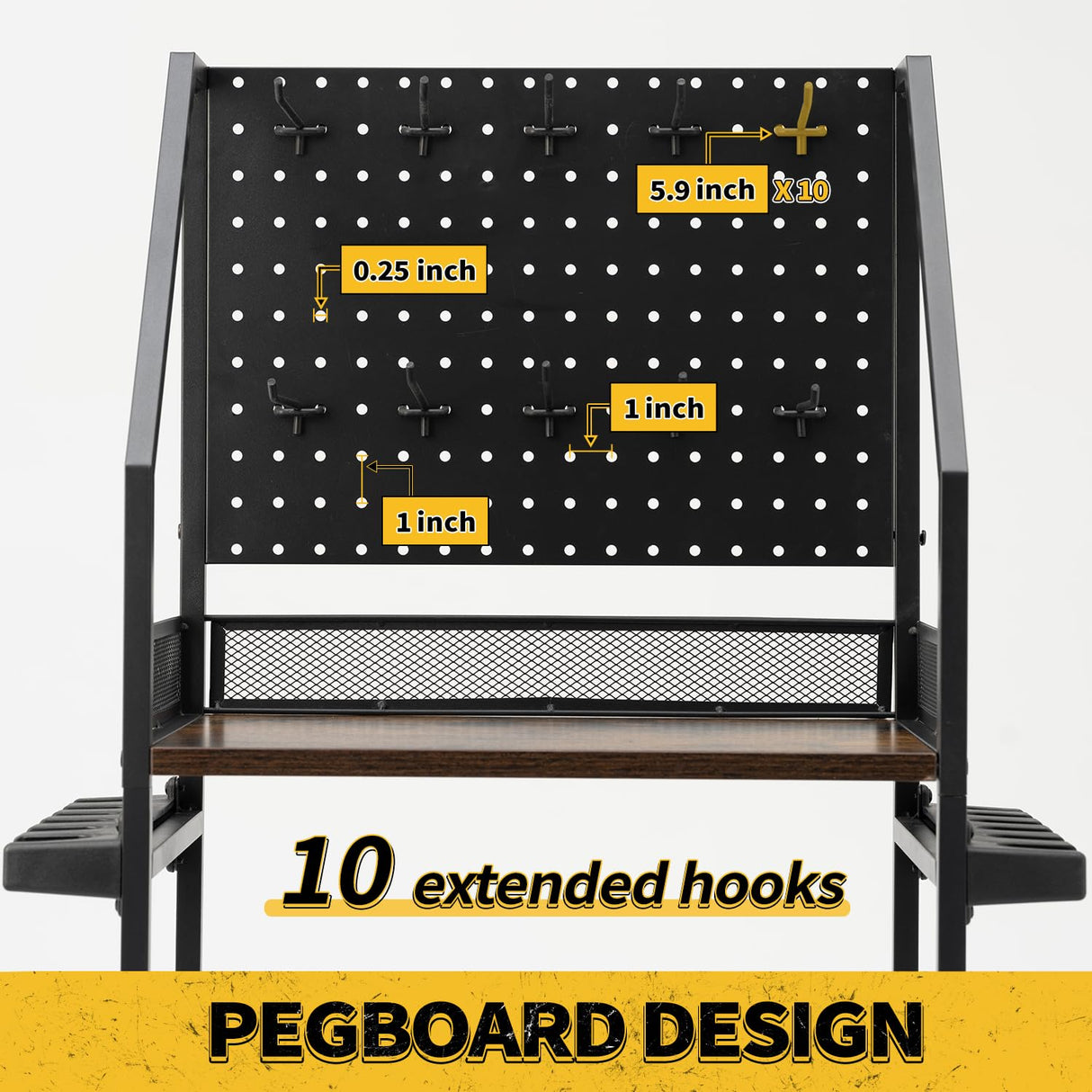 SOYEEZE Fishing Rod Holders for Garage with Pegboard and Lockable Wheels, 3-Tier Fishing Pole Rack with 10 Hooks, Fishing Gear Tackle Box Organizer Up to 12 Rods, Rolling Fishing Storage Cart SOYEEZE