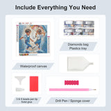 SJUTOUCI Playing in Rain Diamond Painting Kits for Adults, Diamond Art for Beginners, 5D Round Diamond Dots Gem Craft Art Home Wall Decor 12x12 inch SJUTOUCI