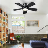 Ceiling Fans with Lights,Modern Low Profile Ceiling Fan with Remote Control,5 Dual-Sided Blades,Reversible DC Motor,40" Black Small Flush Mount Ceiling Fan for Bedroom Indoor/Outdoor Use Hounberi