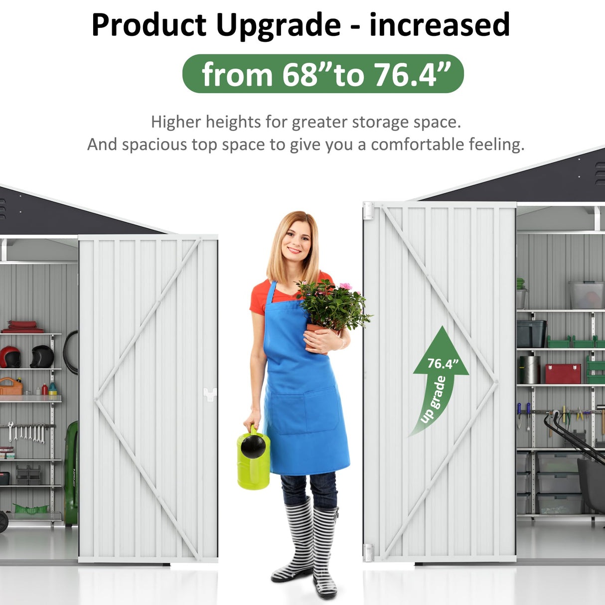 VIWAT 12x8 FT Outdoor Storage Shed, Large Garden Shed with Updated Frame Structure and Lockable Doors, Metal Tool Sheds for Backyard Garden Patio Lawn, Black VIWAT