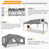 COBIZI 10x20 Pop Up Canopy Tent with 6 Sidewalls Tents for Parties Waterproof Camping Canopy Ez Up Party Tent Outdoor Portable Gazebo for Backyard Commercial Event Tent, Grey COBIZI